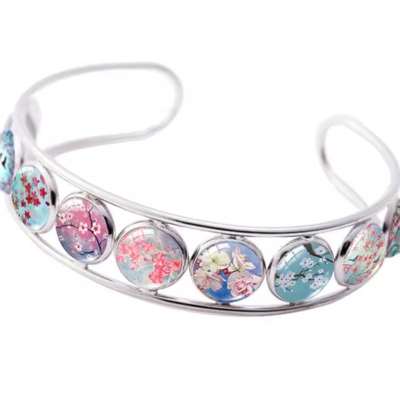 loral Blossom Cuff Bracelet – Adjustable Silver-Tone - Picture 1 of 1